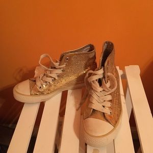 Gold sequin sneakers